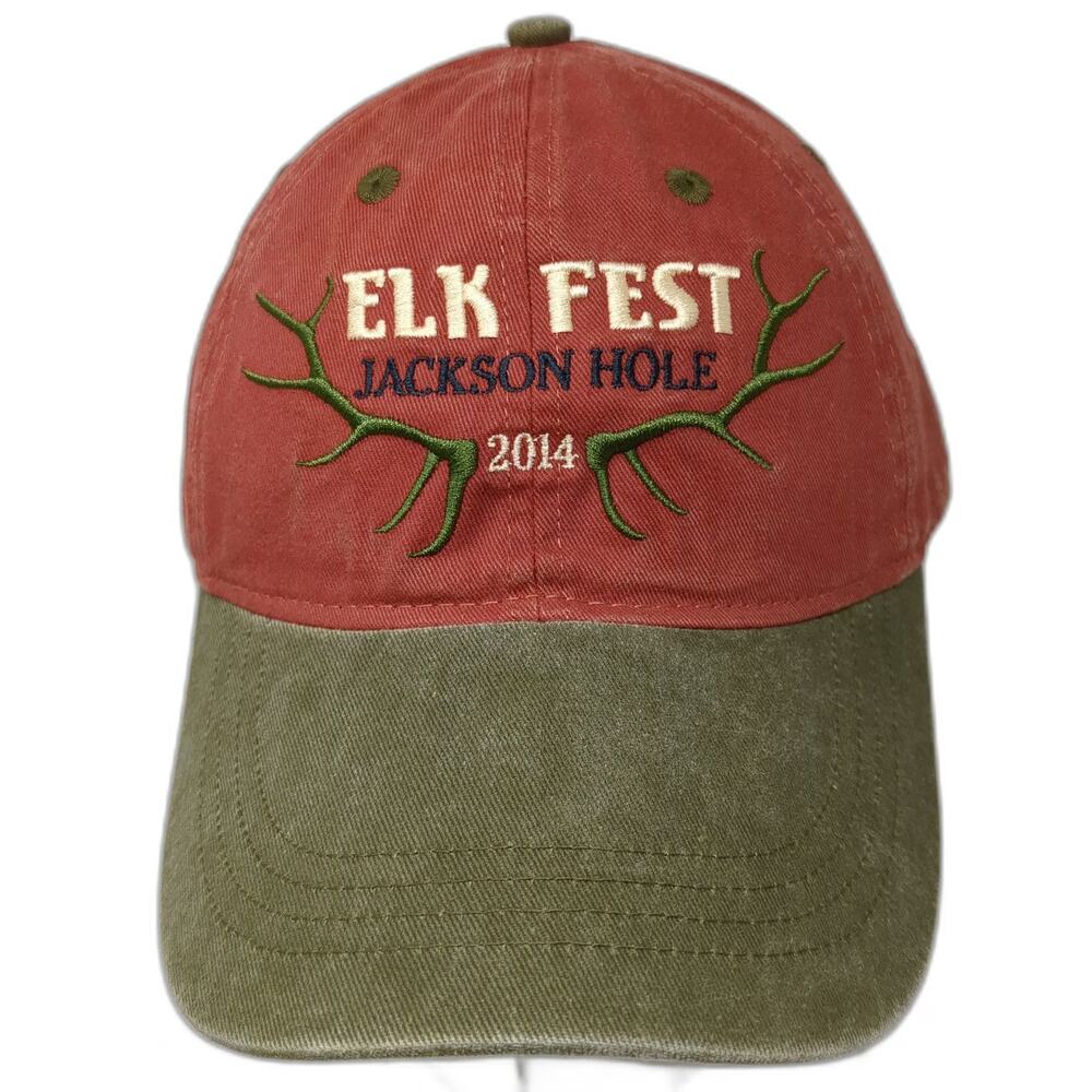 Ouray Baseball Cap Red Green One Size Elk Fest 2014 Jackson Hole Strapback Hat